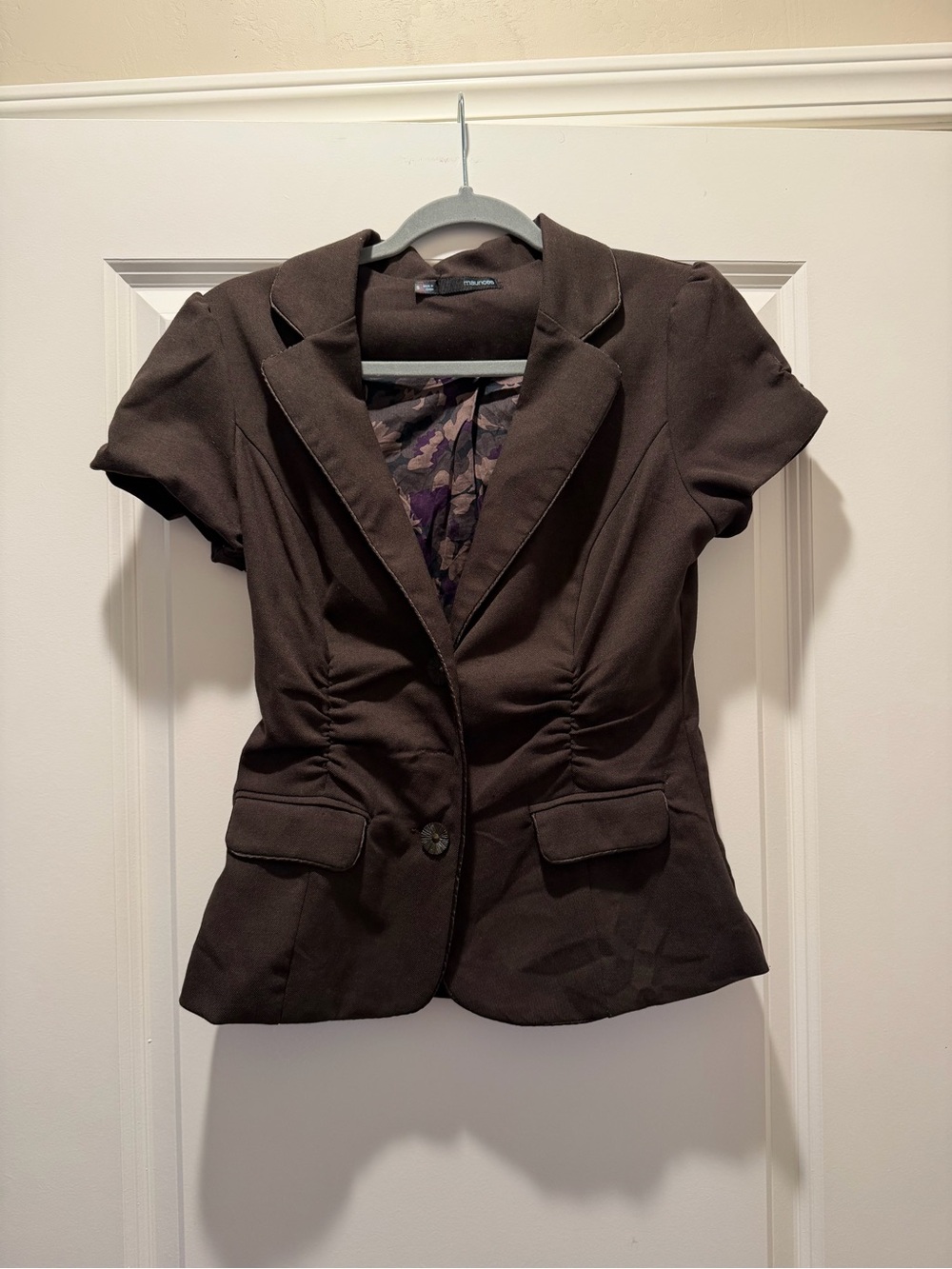 Maurices Short-Sleeve Tailored Blazer in Dark Brown